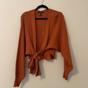 Forever 21 Rust Cardigan With Tie Detail